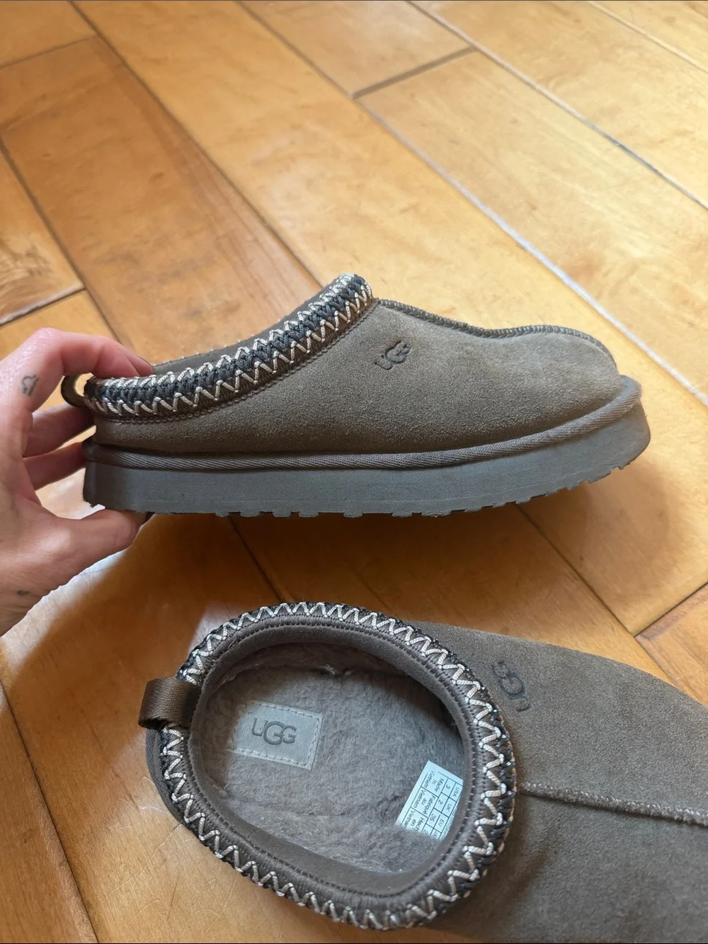 UGG Charcoal Suede Slip-On Clog with Braided Trim